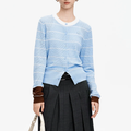 Openwork Striped Cropped Fitted Knit Cardigan
