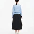 Openwork Striped Cropped Fitted Knit Cardigan