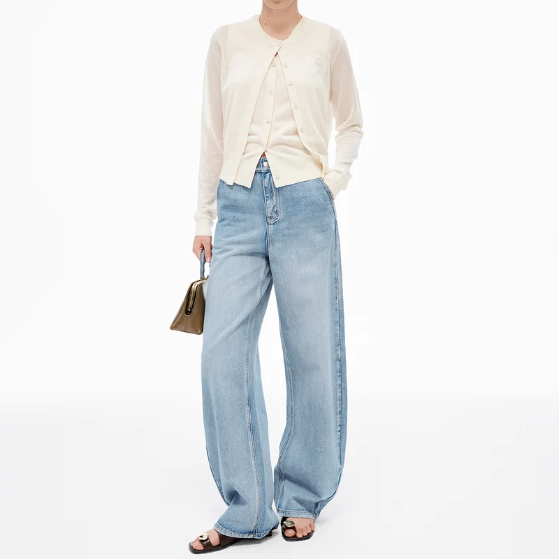 V-Neck Arc Collar Cropped Knit Cardigan