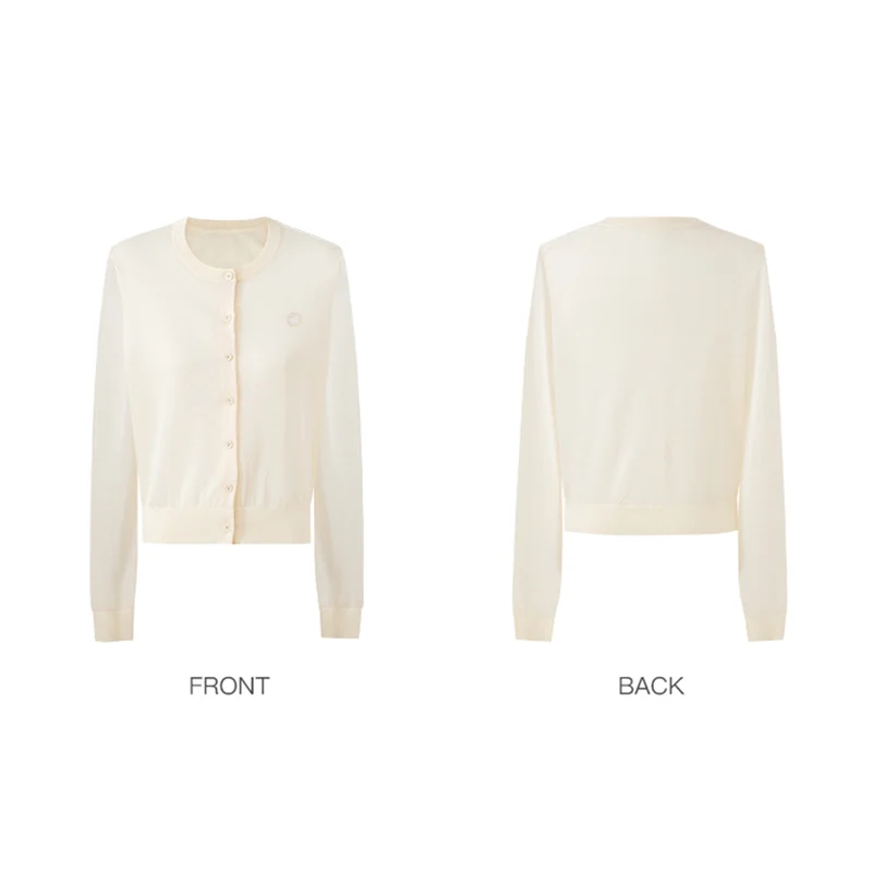 V-Neck Arc Collar Cropped Knit Cardigan