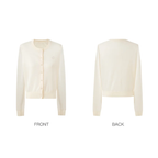 V-Neck Arc Collar Cropped Knit Cardigan