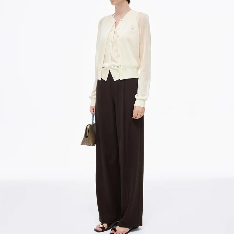 V-Neck Arc Collar Cropped Knit Cardigan